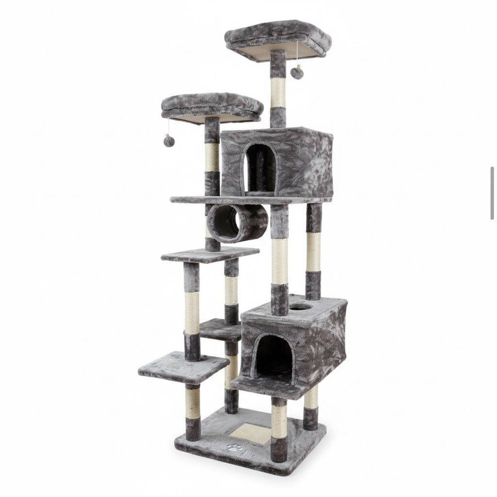 Havena Katten Krabpaal Laag Light Grey met Ronde Opvulling