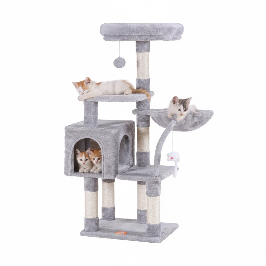 Havena Katten Krabpaal Laag Light Grey met Hangend Tafeltje