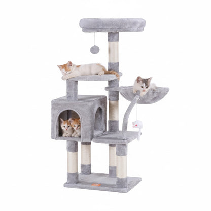 Havena Katten Krabpaal Laag Light Grey met Hangend Tafeltje
