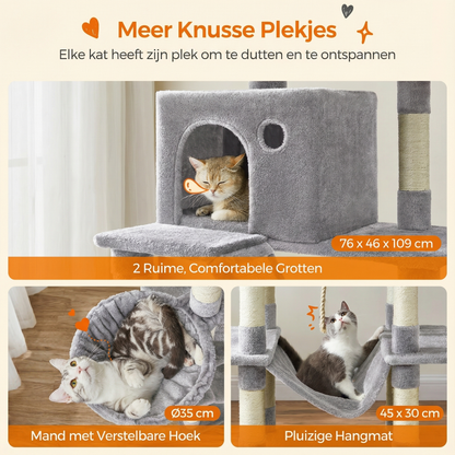 Havena Katten Krabpaal Hoog Light Grey met Looptrap