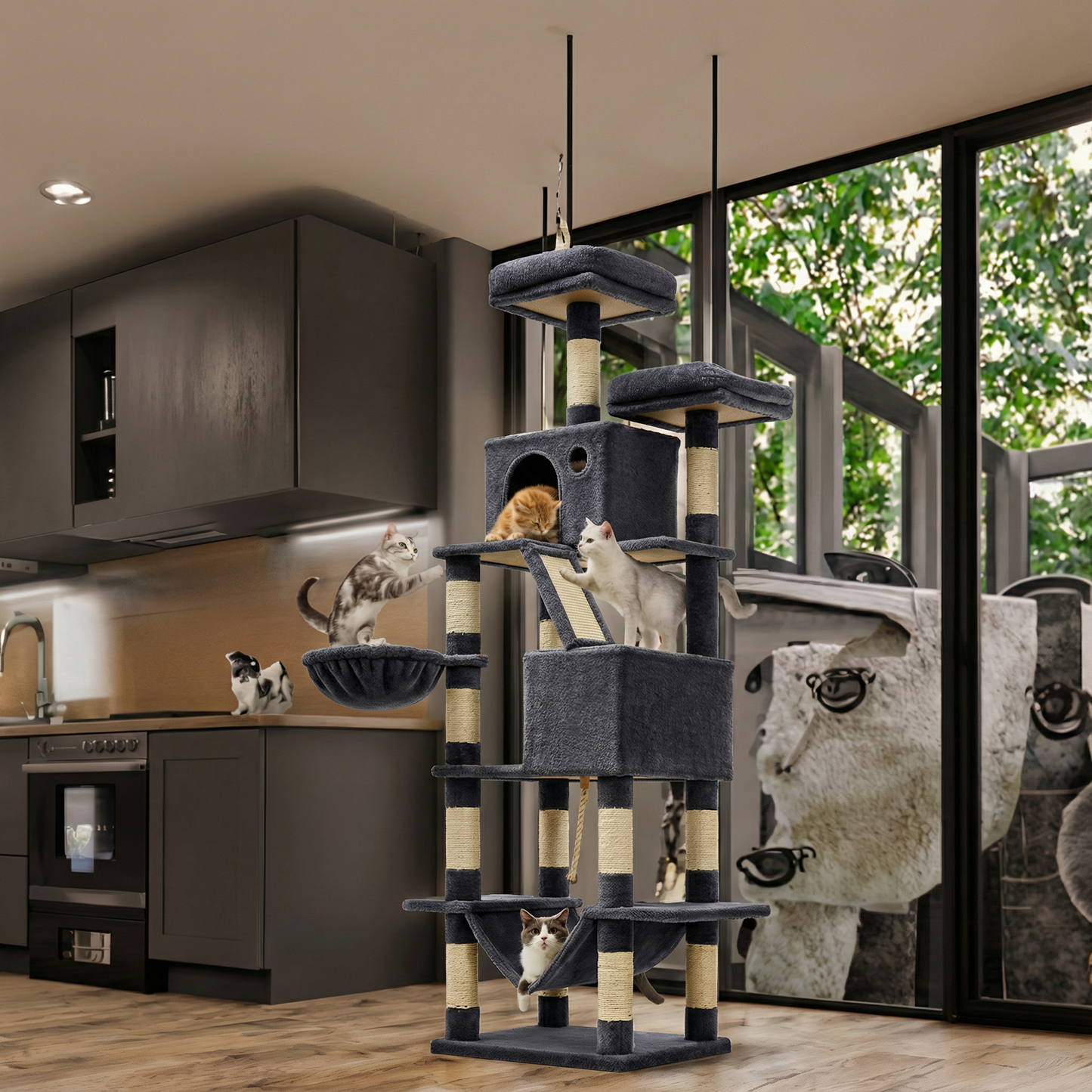 Havena Grote Kattenboom 206 cm (Model HV20262) - Krabpaal - Kwaliteit - Extra Hoog - Deluxe