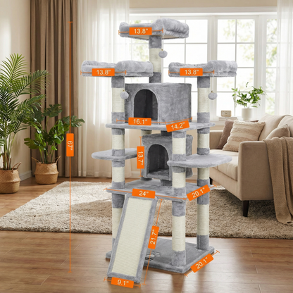 Havena Katten Krabpaal Hoog Light Grey met Looptrap