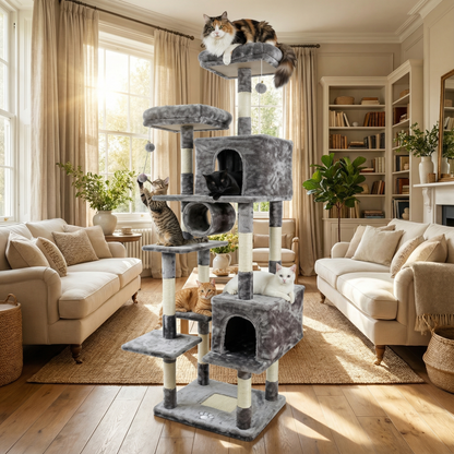 Havena Katten Krabpaal Laag Light Grey met Ronde Opvulling