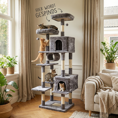 Havena Katten Krabpaal Laag Light Grey met Ronde Opvulling