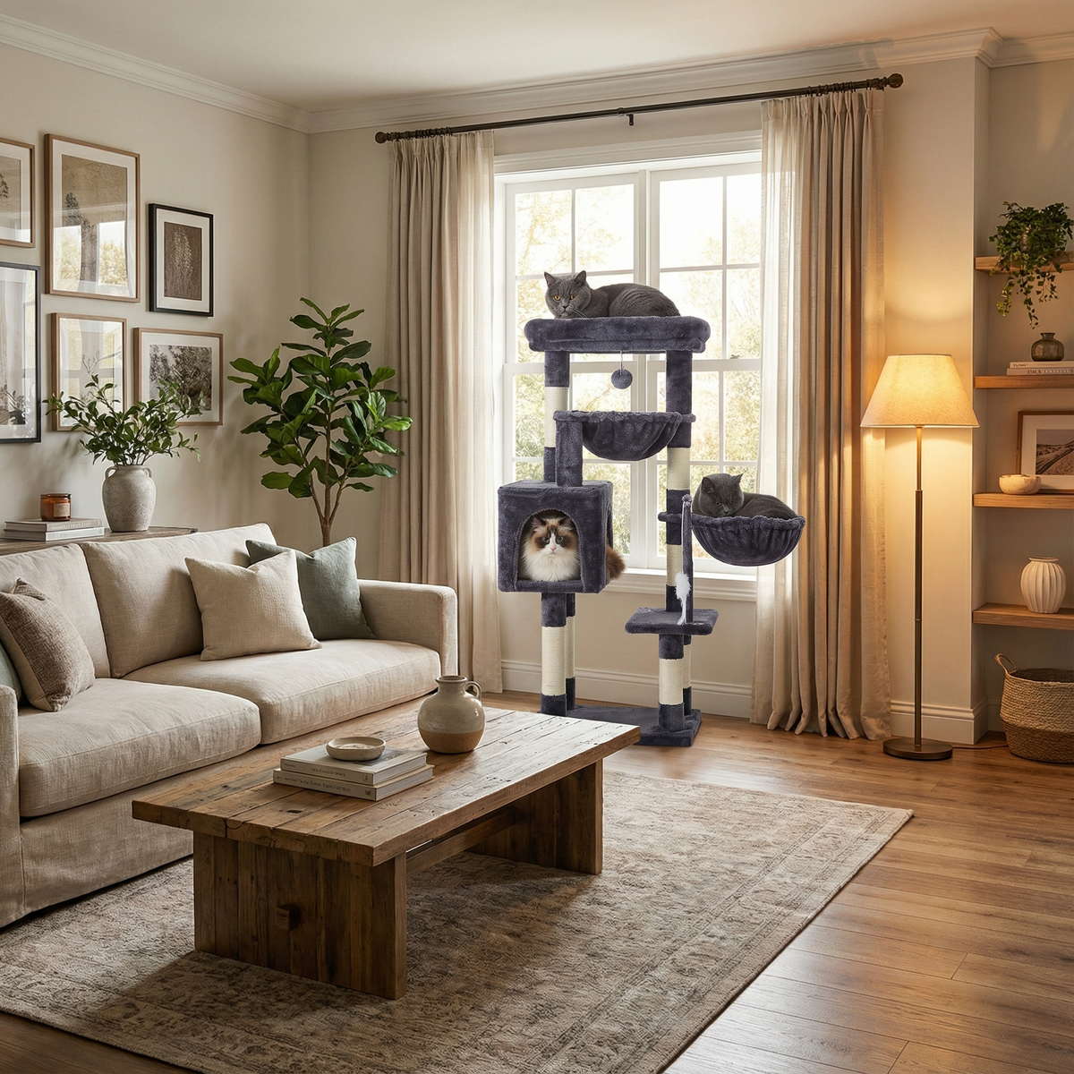 Havena Katten Krabpaal Laag Dark Grey – luxe comfort voor je kat