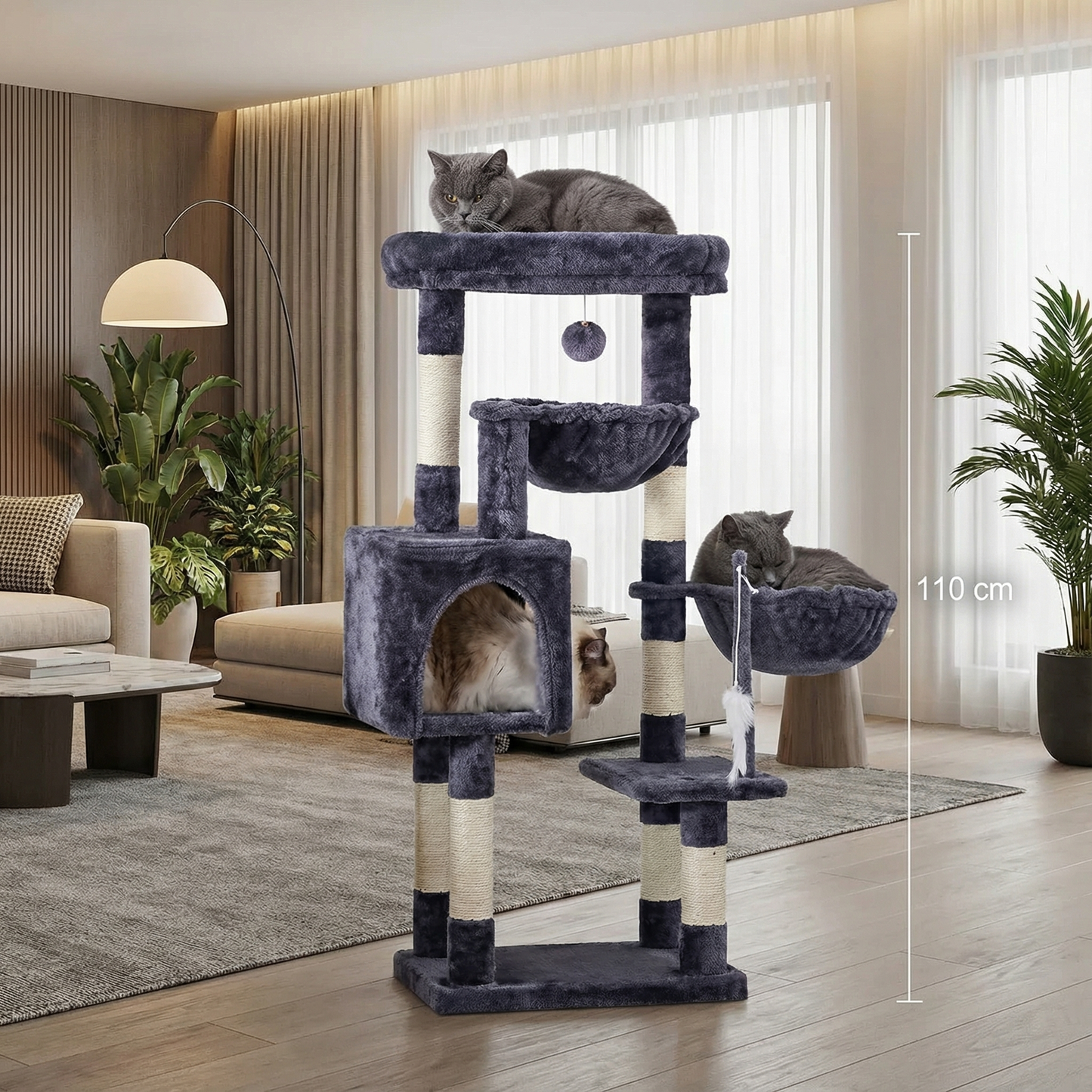 Havena Katten Krabpaal Laag Dark Grey – luxe comfort voor je kat